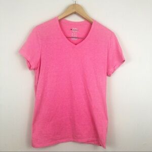 Champion Pink V Neck Tee Size Large